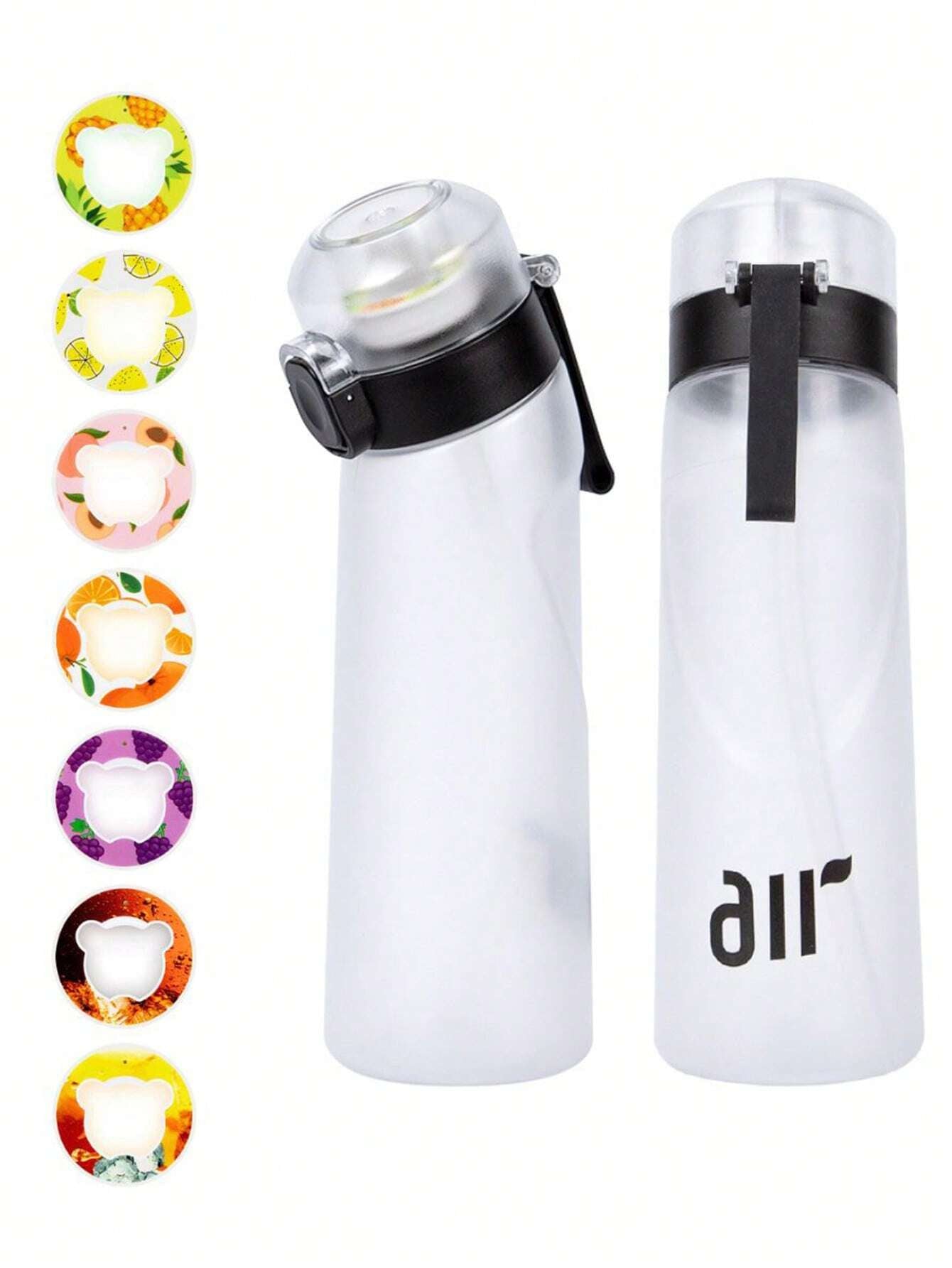 1pcs new 800ml/27oz Portable Transparent Air Water Bottle with Straw, Includes 1pcs Random Flavor Pod, Leak-Proof, Suitable for Outdoor Sports