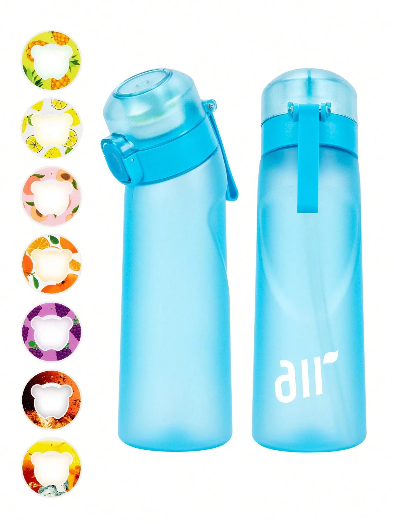 1pcs new 800ml/27oz Portable Transparent Air Water Bottle with Straw, Includes 1pcs Random Flavor Pod, Leak-Proof, Suitable for Outdoor Sports