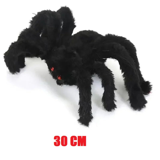 Giant Plush Spider Halloween Decoration – 30–200cm Black Horror Spider Party & Outdoor Prop