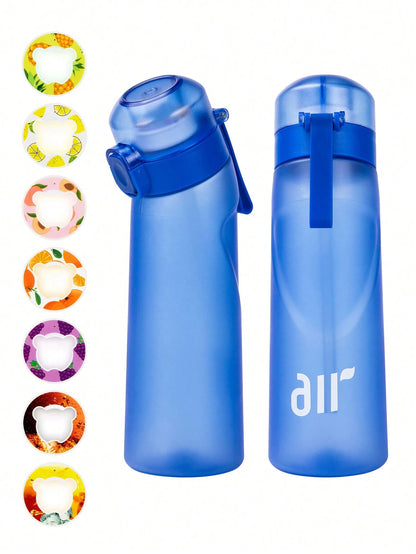 1pcs new 800ml/27oz Portable Transparent Air Water Bottle with Straw, Includes 1pcs Random Flavor Pod, Leak-Proof, Suitable for Outdoor Sports