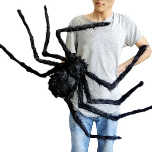 Giant Plush Spider Halloween Decoration – 30–200cm Black Horror Spider Party & Outdoor Prop