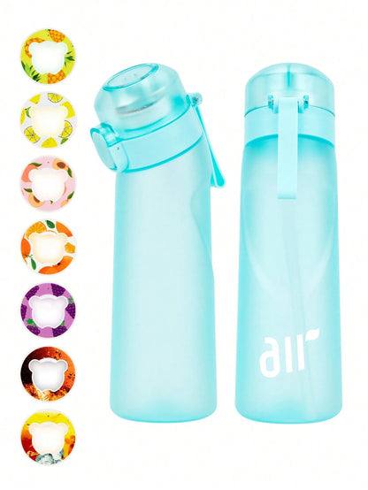 1pcs new 800ml/27oz Portable Transparent Air Water Bottle with Straw, Includes 1pcs Random Flavor Pod, Leak-Proof, Suitable for Outdoor Sports