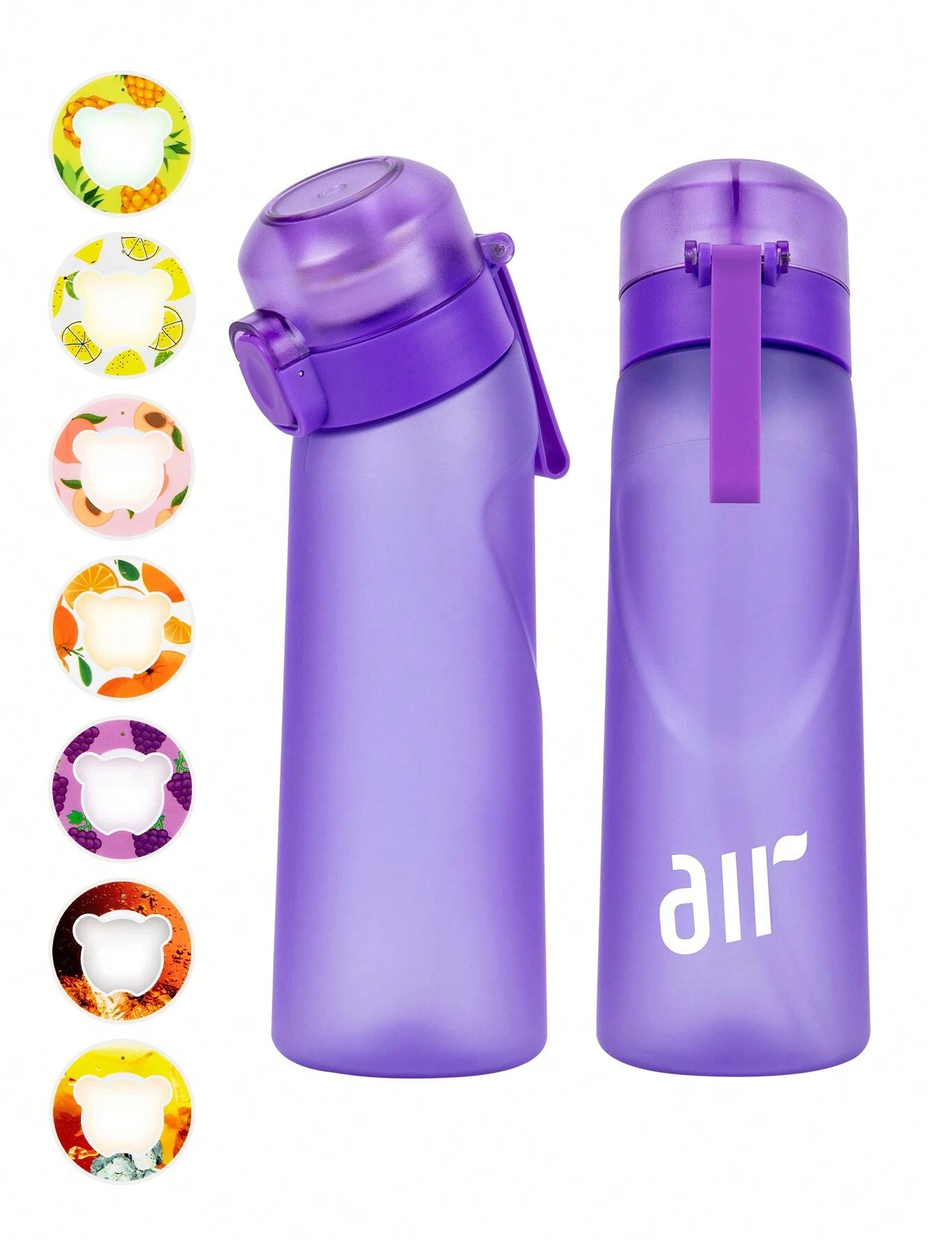 1pcs new 800ml/27oz Portable Transparent Air Water Bottle with Straw, Includes 1pcs Random Flavor Pod, Leak-Proof, Suitable for Outdoor Sports