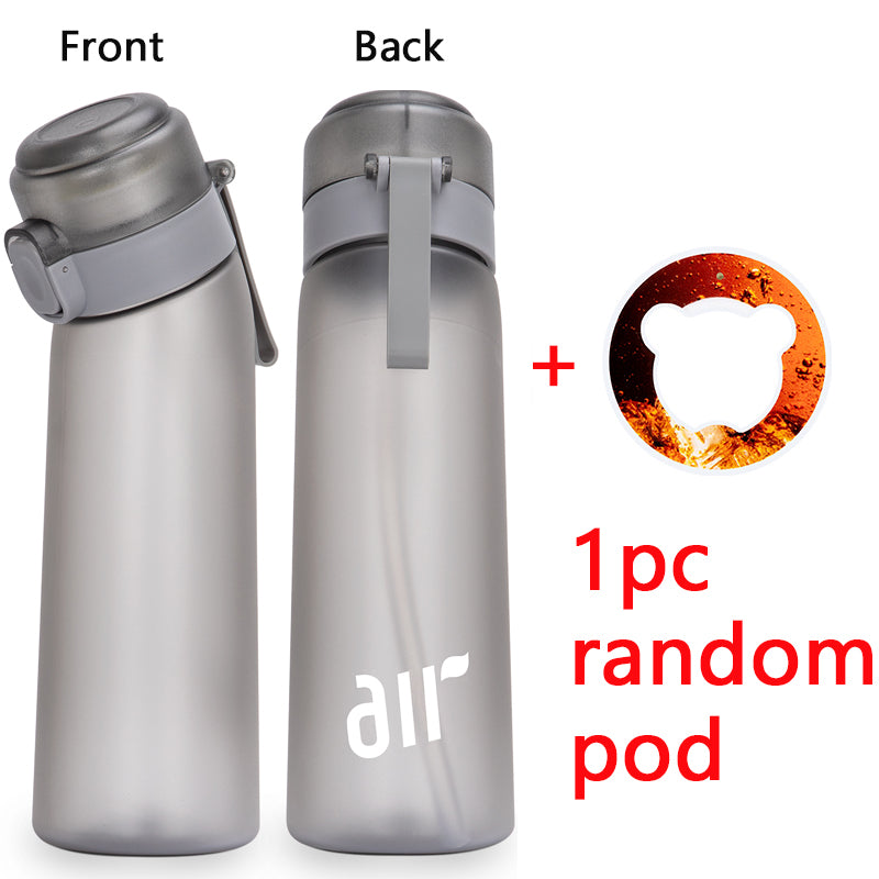 1pcs new 800ml/27oz Portable Transparent Air Water Bottle with Straw, Includes 1pcs Random Flavor Pod, Leak-Proof, Suitable for Outdoor Sports