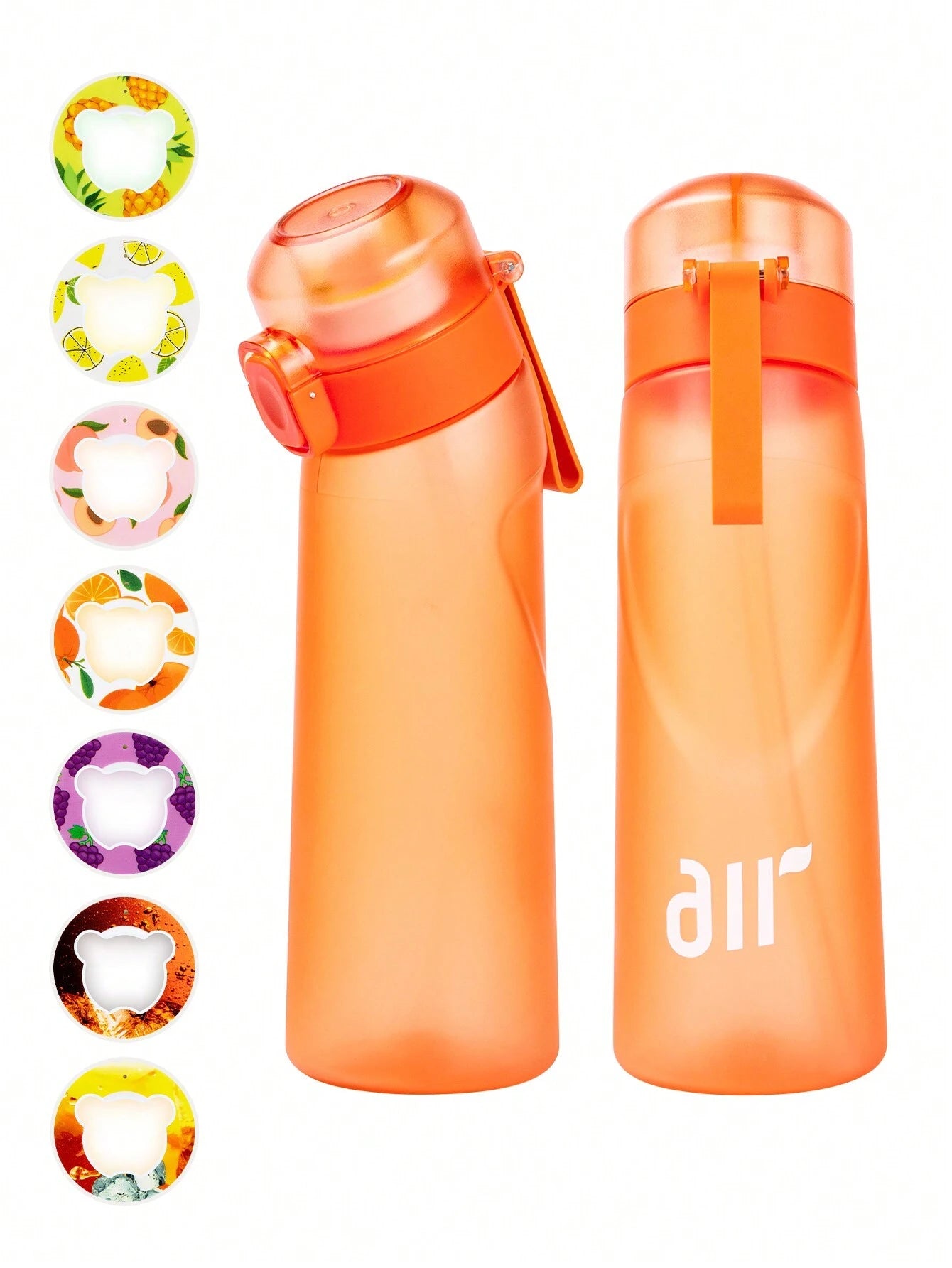 1pcs new 800ml/27oz Portable Transparent Air Water Bottle with Straw, Includes 1pcs Random Flavor Pod, Leak-Proof, Suitable for Outdoor Sports