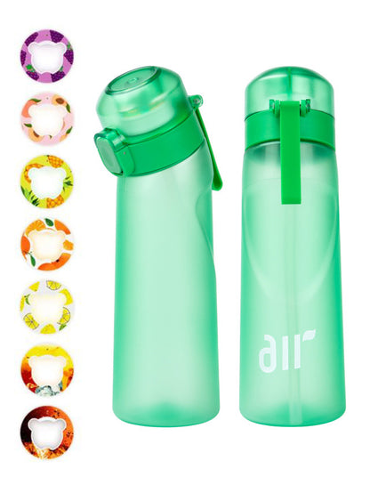1pcs new 800ml/27oz Portable Transparent Air Water Bottle with Straw, Includes 1pcs Random Flavor Pod, Leak-Proof, Suitable for Outdoor Sports